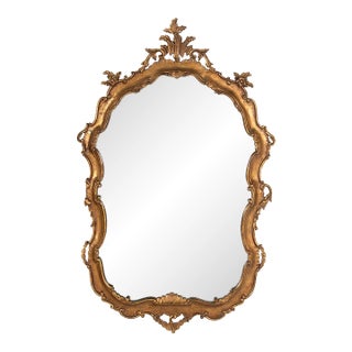 Venetian Style Carved Giltwood Wall Mirror For Sale