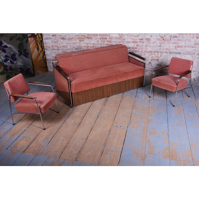 1940s Bauhaus Seating Set in Tubular Chrome-Plated Steel, Czech, 1940s, Set of 3 For Sale - Image 5 of 18