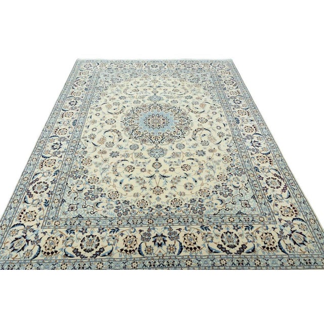 Hand-Knotted Oriental Rug Nain 9la Rug with Silk For Sale - Image 4 of 13