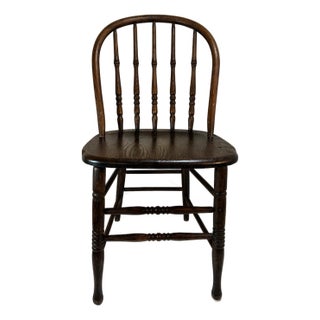 Antique Windsor Hoop Back Chair - Original Finish & Label - S Bent - Massachusetts For Sale