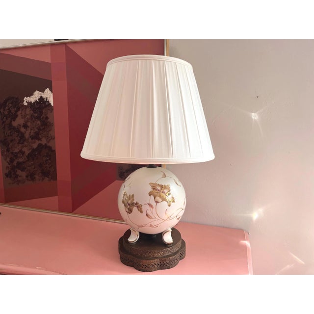 1940s Porcelain Floral Pearl Lamp & Shade by Rosenthal For Sale - Image 6 of 18