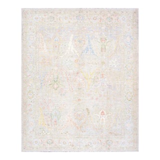 Oushak Wool Silver Area Rug- 7'11'' X 9' 7'' For Sale