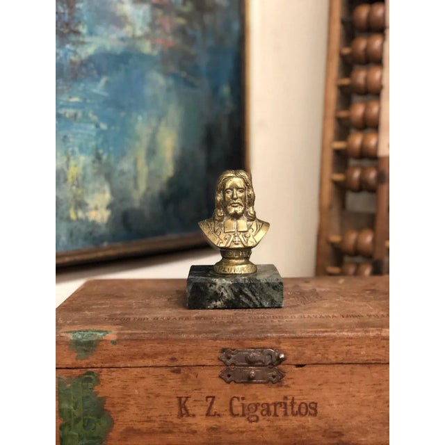 Metal Vintage Mid-Century Modern Gold Brass Paper Weight Stone or Marble For Sale - Image 7 of 7