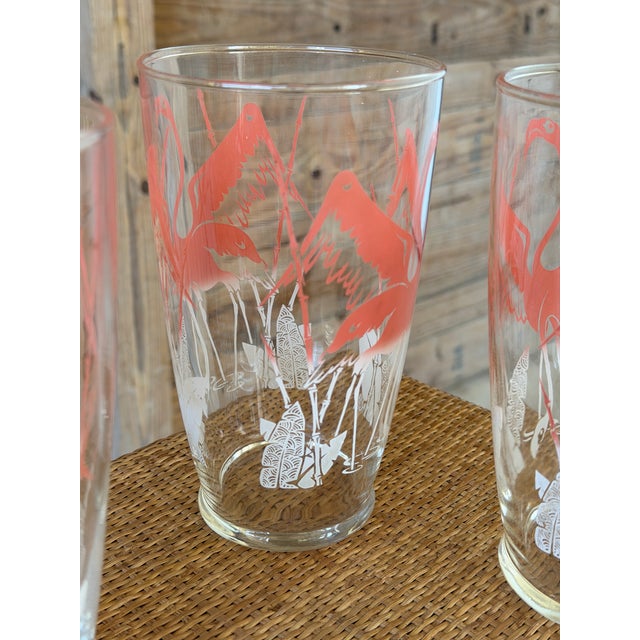 Set of 4 Monumental Coastal Vintage Pink Flamingo Cocktail Drinking Glasses For Sale In Naples, FL - Image 6 of 11