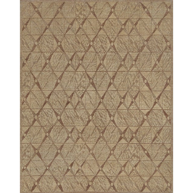 Beige Hand-Knotted Patterned All-Natural Hemp Rug For Sale - Image 8 of 8