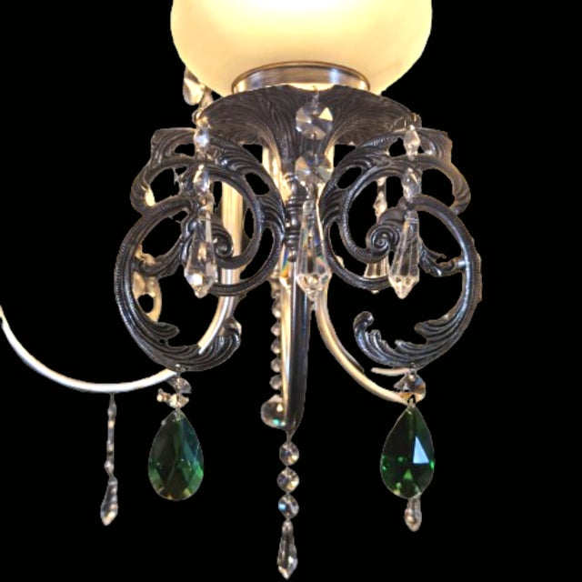 French Style Silver Chandelier with Swarovski Crystal Pendants, 1980 For Sale - Image 6 of 9