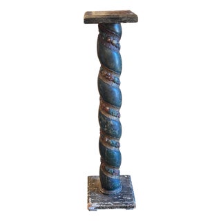 Italian Carved and Painted Column Pedestal For Sale