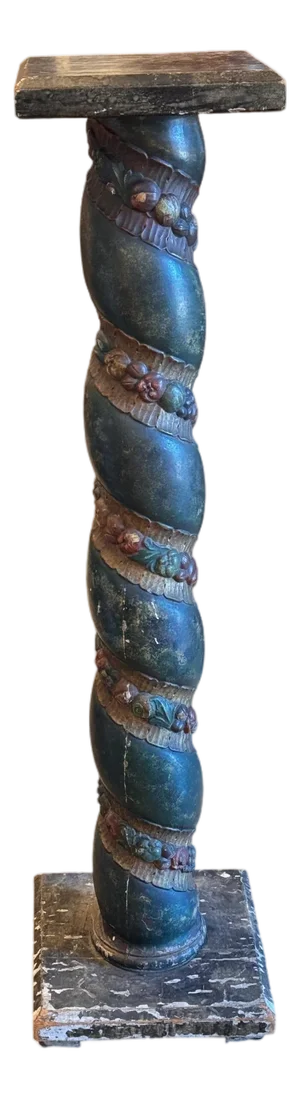 Italian Carved and Painted Column Pedestal