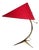 Table Lamp with Golden Crows Foot and Newly Upholstered Red Silk Shade by J. T. Kalmar, 1950s For Sale