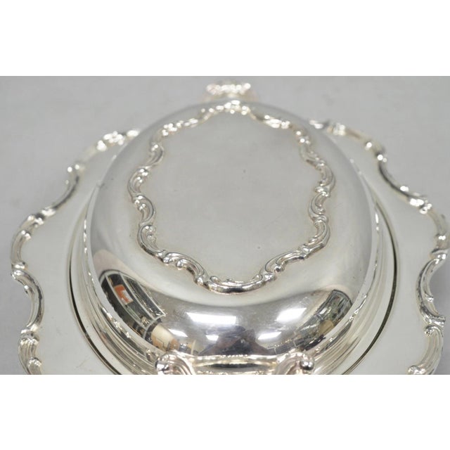 Mid 20th Century Vintage Victorian Style Silver Plated Covered Vegetable Serving Dish Platter For Sale - Image 5 of 14