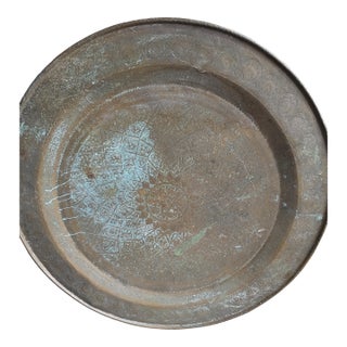 Late 19th Century Antique Moroccan/Moorish Hand Chased 36" Copper Tray For Sale