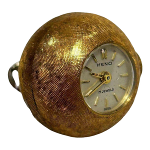 1960s Mid-Century"Boule De Genève" 18mm Swiss Orb Watch Necklace Pendant by Heno