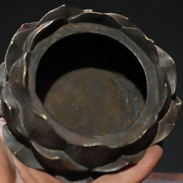 Bronze Lotus Incense Burner With Bud Finial — Gilded Accents, Tripod Form For Sale In Los Angeles - Image 6 of 9