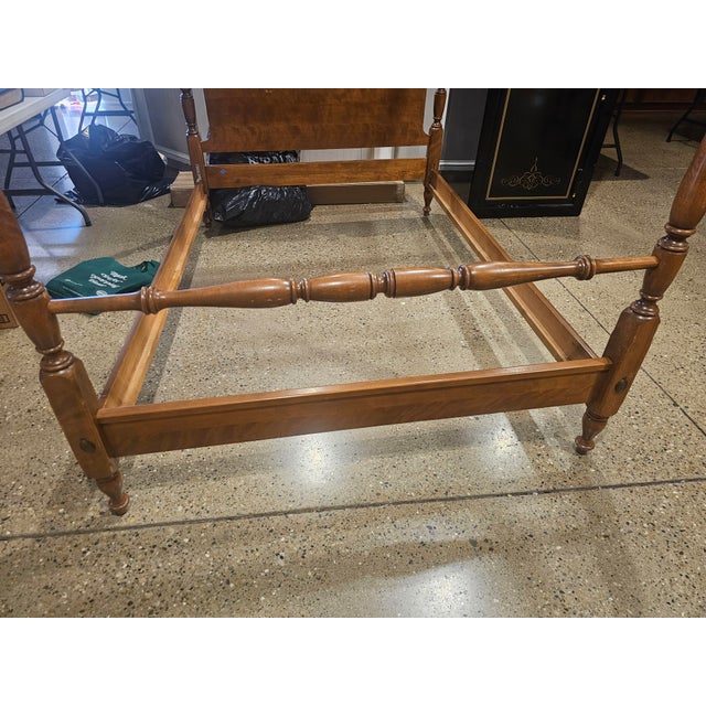 Mid 20th Century Ethan Allen Four Post Maple Canopy Bed Nutmeg Finish For Sale - Image 9 of 13