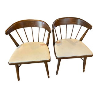 1920s Vintage Brown Wood Chairs - Set of 2 For Sale