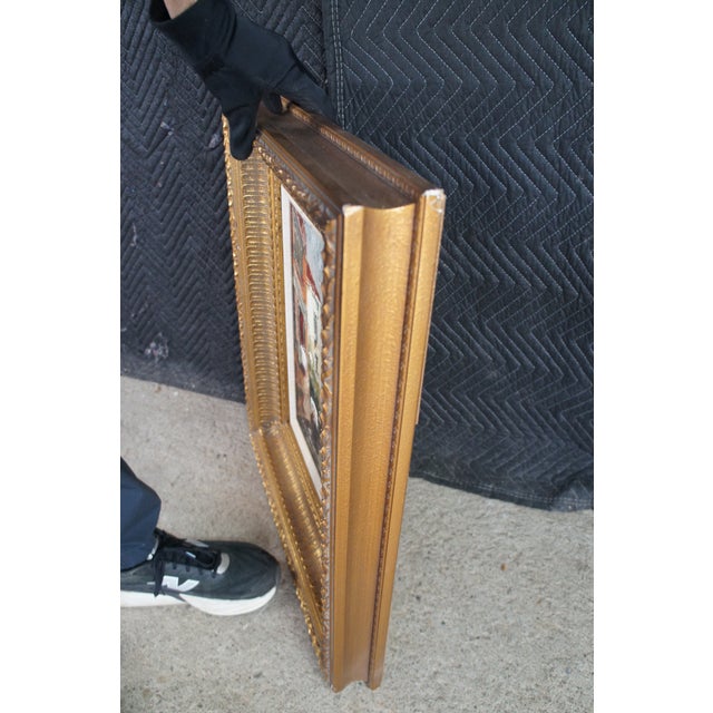 Wood Vintage Impressionist Venice Italy Gondolas Canal Scene Oil Painting 26" For Sale - Image 7 of 12