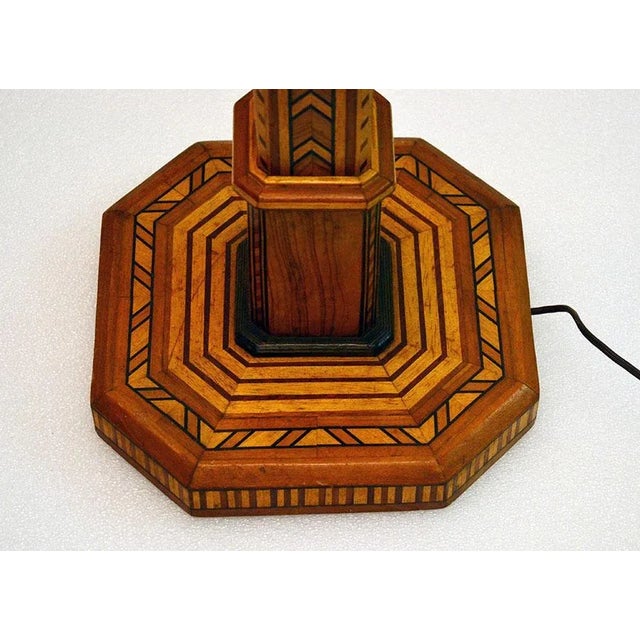 1950s Mid-Century Hand-Crafted Inlaid Wood Floor Lamp, 1950s For Sale - Image 5 of 8