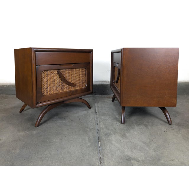 Brown Pair of Sculptural Mid Century Modern Nightstands, C1960s For Sale - Image 8 of 12