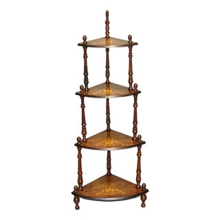 Vintage Victorian Inlaid Hardwood Display Stand, 1920s For Sale