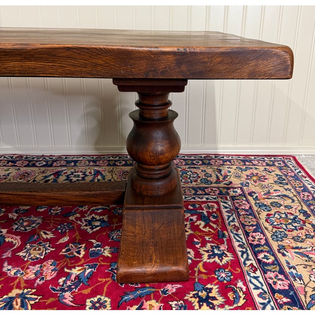 Antique French Dining Farmhouse Monk Refectory Monastery Table Baluster Pedestal For Sale - Image 17 of 18