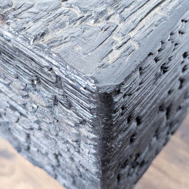 Wood Charred Geometric "Commode" Nightstand For Sale - Image 7 of 7