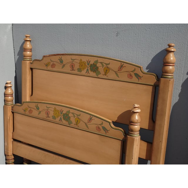 Pair of French Country Hand Painted Bed Frames Twin Headboards W Rails