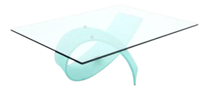 Vintage Mid Century Ribbon Base Square Glass-Top Coffee Table