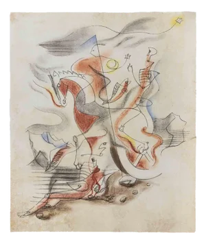 After André Masson, Horse and Knight, Pochoir Print, 1933