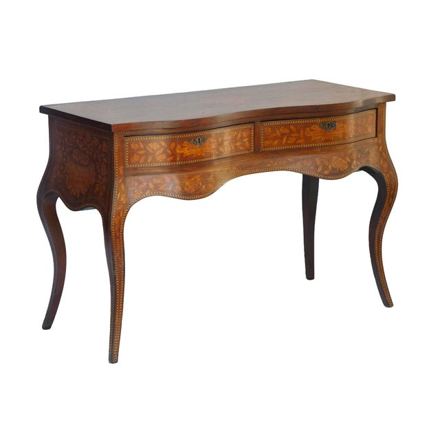 English Antique Edwardian Inlayed Desk 1900-1910 For Sale - Image 3 of 15