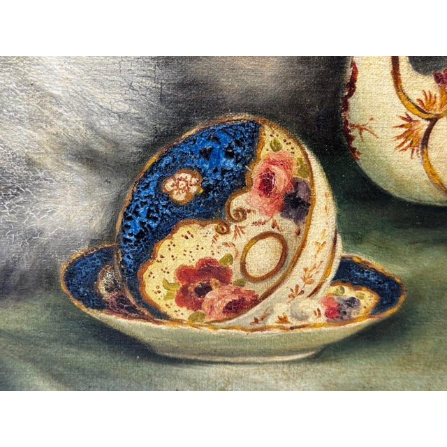 British Persian Cat Oil Painting by Agnes Augusta Talboys Rwa With Decorative Tea Service For Sale - Image 18 of 18