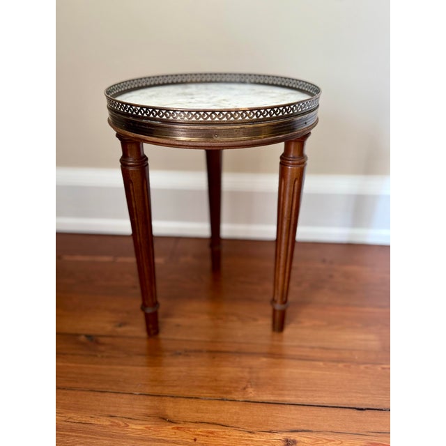 Brown Antique French Bouillotte Style Table- Round Marble Top Drink Table For Sale - Image 8 of 11