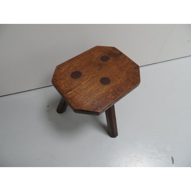 Wood Antique Oak Milk Stool, 1890s For Sale - Image 7 of 9