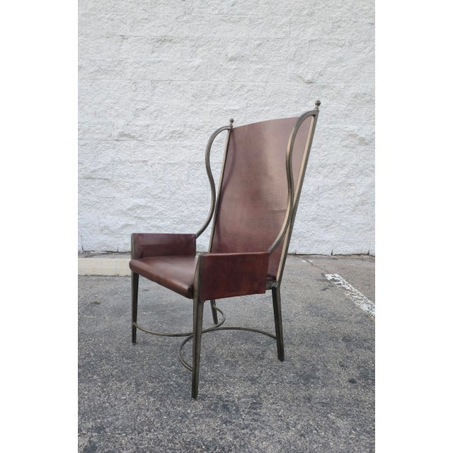 Metal Global Views Metal and Leather Wingback Armchairs - A Pair For Sale - Image 7 of 9
