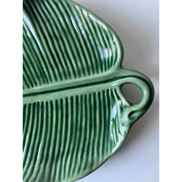 Vintage Bordallo Pinheiro Green Banana Leaf 15" Platter For Sale In New York - Image 6 of 10