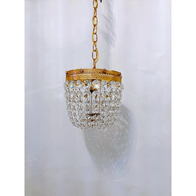 1950s Italian Brass Basket Chandelier For Sale - Image 9 of 9