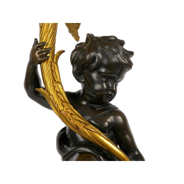 Pair of French Bronze Seven-Light Candelabra Lamps Ca. 1880 For Sale - Image 10 of 18