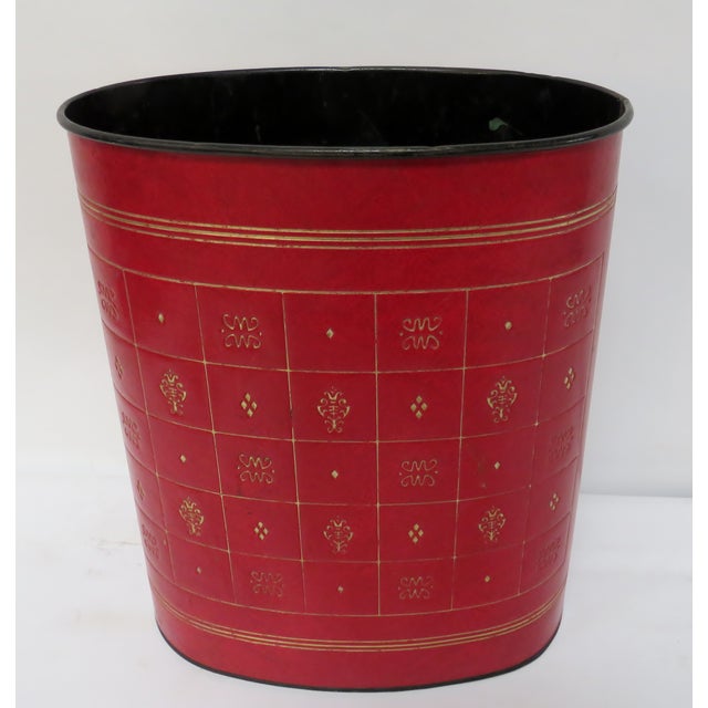 Red Leather Waste Basket Chairish