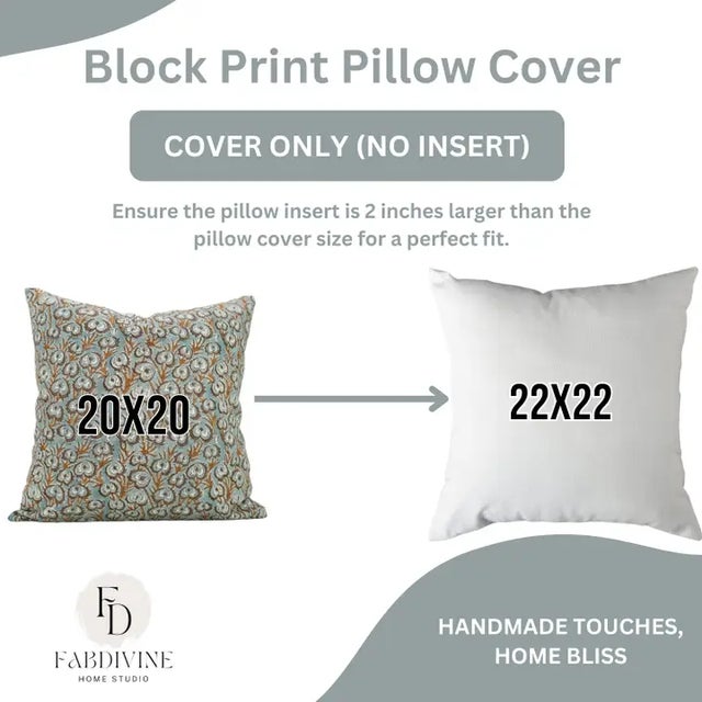 Not Yet Made - Made To Order Fabdivine Handcrafted Block Print Cushion Cover 20x20 Inch Viscose Linen-Heartvine For Sale - Image 5 of 5