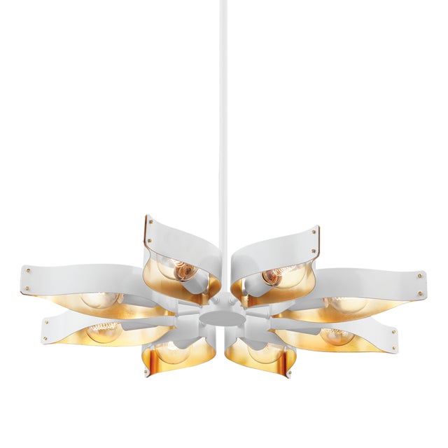 Traditional Mitzi Nala 8-Light Chandelier, Soft White/Gold Leaf For Sale - Image 3 of 3