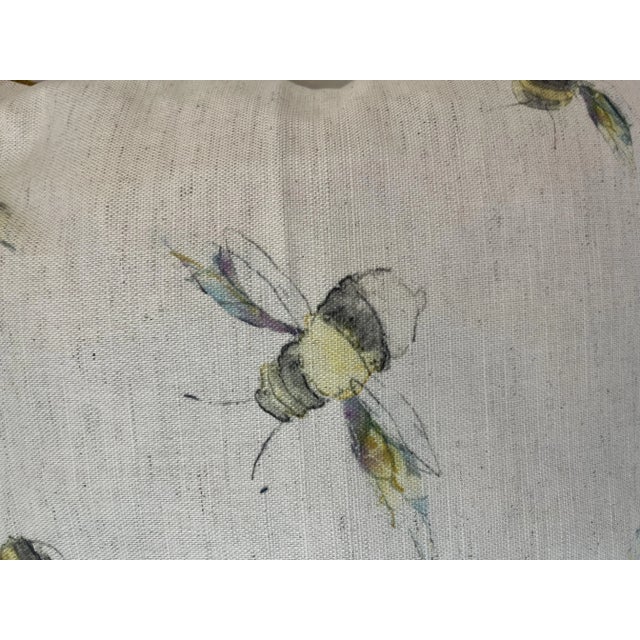 Textile 16" Square Decorative Toss Pillow Embellished With a Playful Cloud of Buzzing Bumble Bees - Made in the U K For Sale - Image 7 of 12