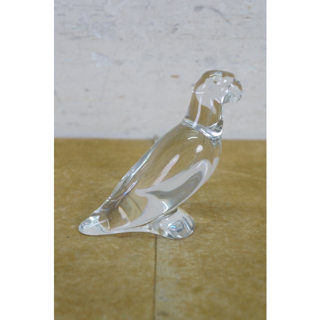 Late 20th Century Baccarat French Crystal Clear Glass Parrot Bird Paperweight Figurine 4" For Sale - Image 5 of 14