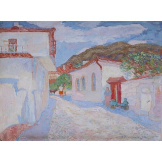 Mountain Landscape Antique Oil Painting Original Soviet Art Ukrainian Artist Bogorodskaya n.s. 60-80 1978 For Sale