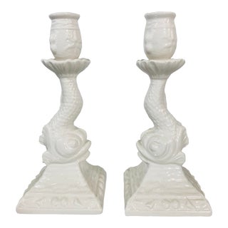 Chinoiserie Dragon Candlesticks, a Pair For Sale