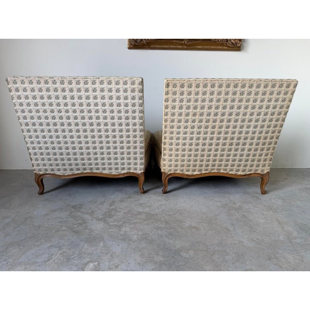 White 1970’s Hollywood Regency John Widdicomb Style French Provincial Armless Lounge Chairs – Pair For Sale - Image 8 of 12