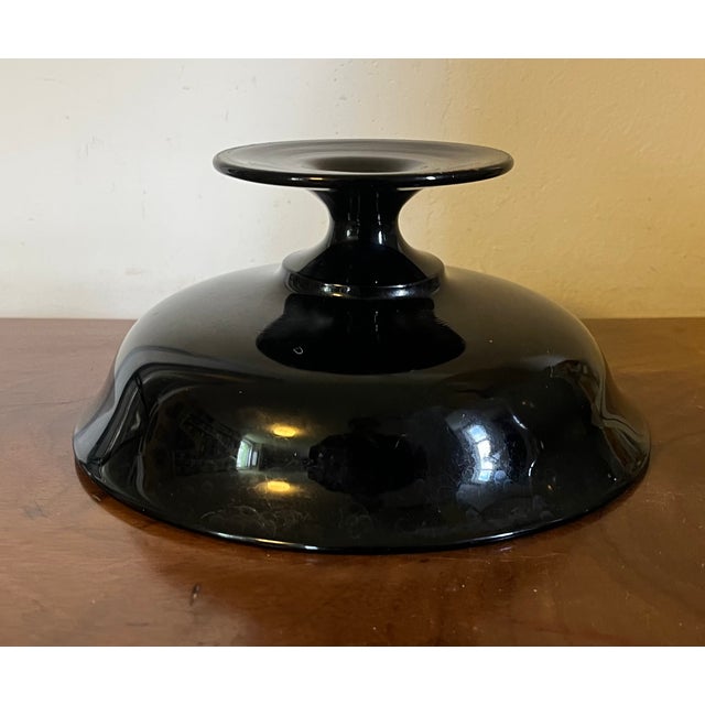 Antique Early 20th Century Black Amethyst Glass Footed Fruit Bowl or Centerpiece Tazza For Sale In New York - Image 6 of 12