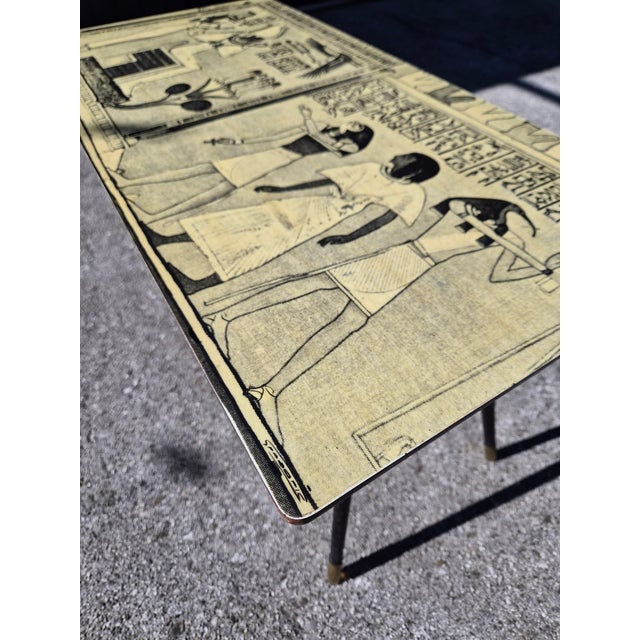Mid-Century Modern Italian Coffee Table with Egyptian Decor, 1950s For Sale - Image 4 of 10
