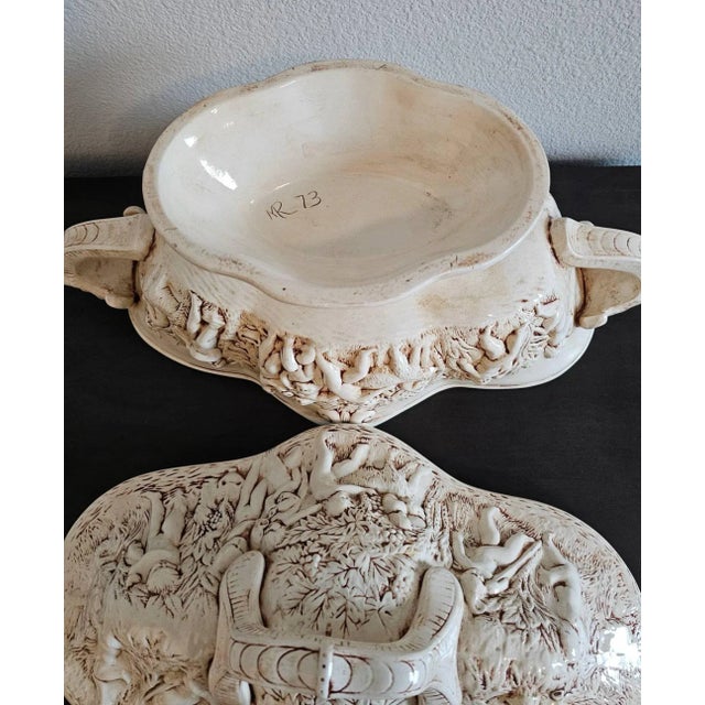 Large Vintage Italian Capodimonte Style Porcelain Covered Serving Dish For Sale - Image 11 of 12