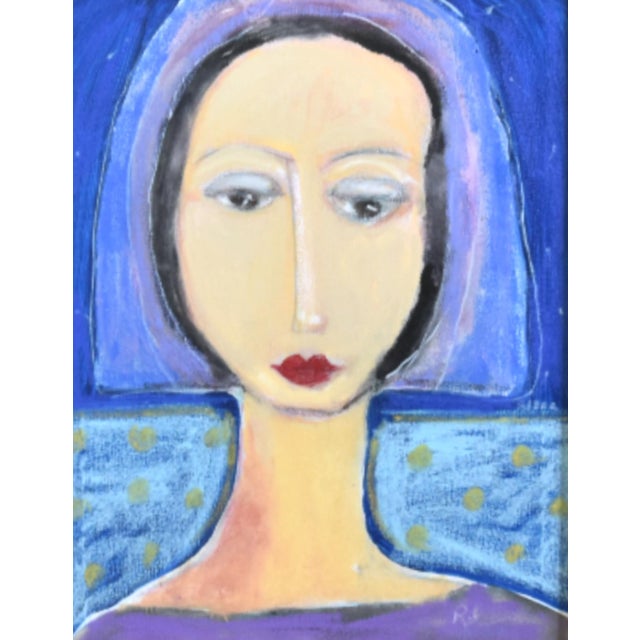 French Provincial Impressionist Woman Portrait Oil Painting Including the Antiqued Gold Wood Frame For Sale - Image 3 of 5