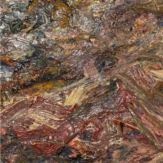 Andy Miller (American, b. 1950), Abstract Composition, Oil on Canvas, impasto details, pink brown with light green and...