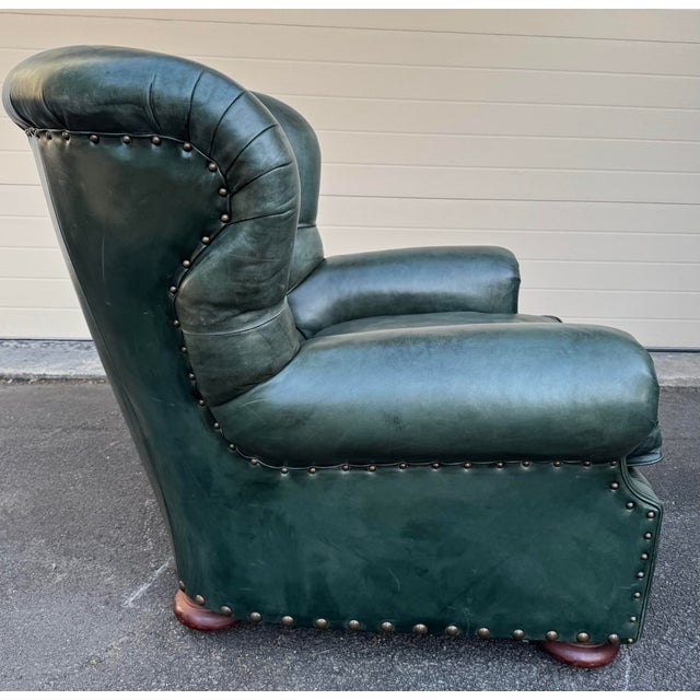 Ralph Lauren Leather Writer’s Chair and Ottoman For Sale In New York - Image 6 of 11